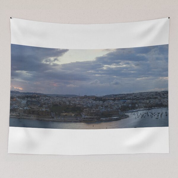 Item preview, Panoramic Sunset Over Historic Mediterranean Harbor City With Marina, Boats and Dramatic Cloudscape designed and sold by Nmallia.