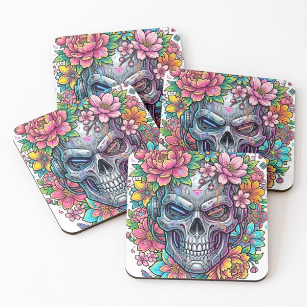 Item preview, Flowers and skulls designed and sold by PP&RAINBOW SHOP.