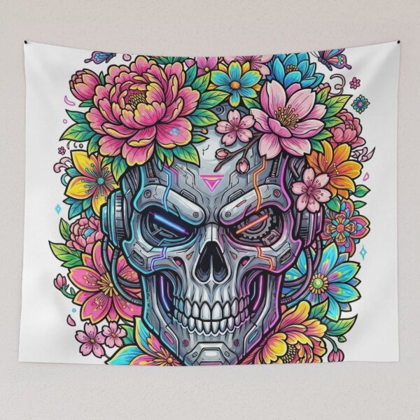Item preview, Flowers and skulls designed and sold by PP&RAINBOW SHOP.