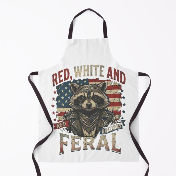 Item preview, Red White and Feral Patriotic Rocker Raccoon T-Shirt designed and sold by MerchlyMike.
