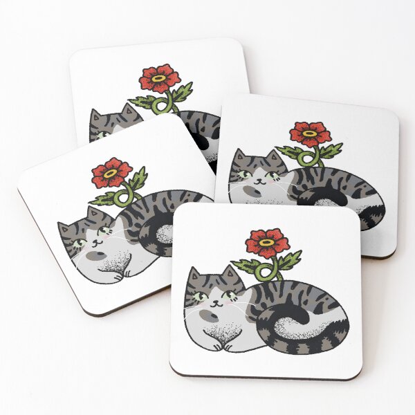 Item preview, Cat with Flower designed and sold by Boneandskull.