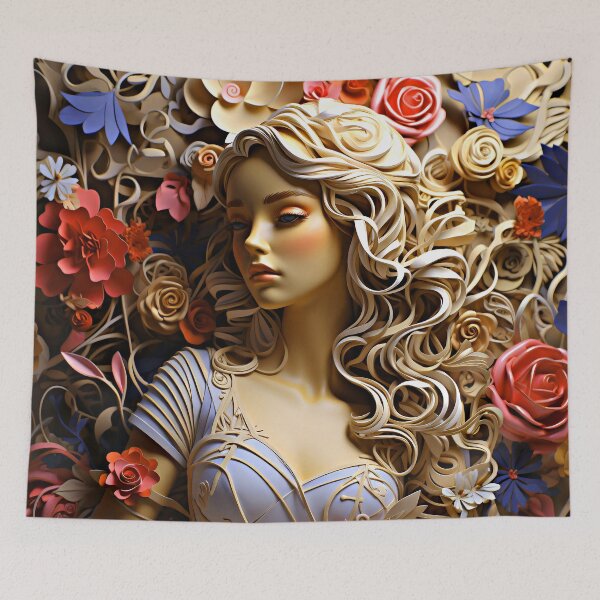 Item preview, Romantic Fantasy Floral Princess With Long, Flowing Hair designed and sold by DEC02.