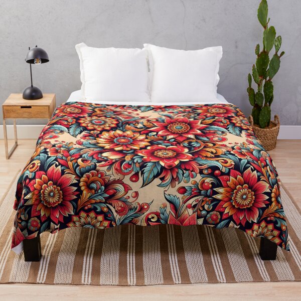 Artikelvorschau, Warme, volkstümliche, florale Boho-Musterkunst entworfen und verkauft von Apex Designs.