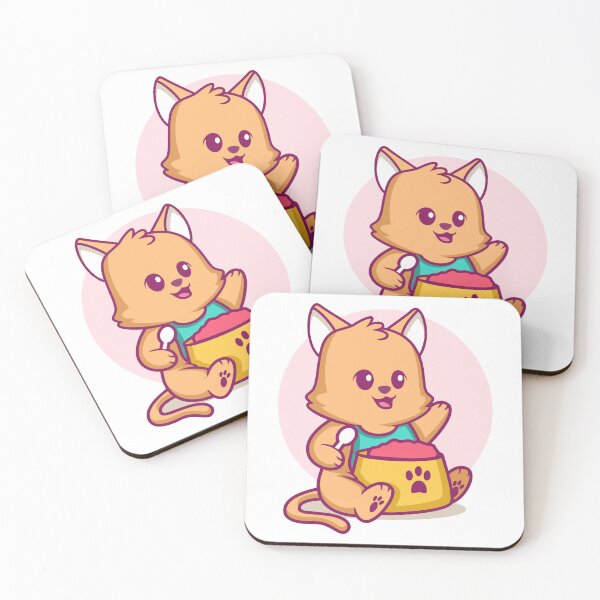 Item preview, Happy Kawaii Cat Eating Food with Spoon designed and sold by anthonyplynch.