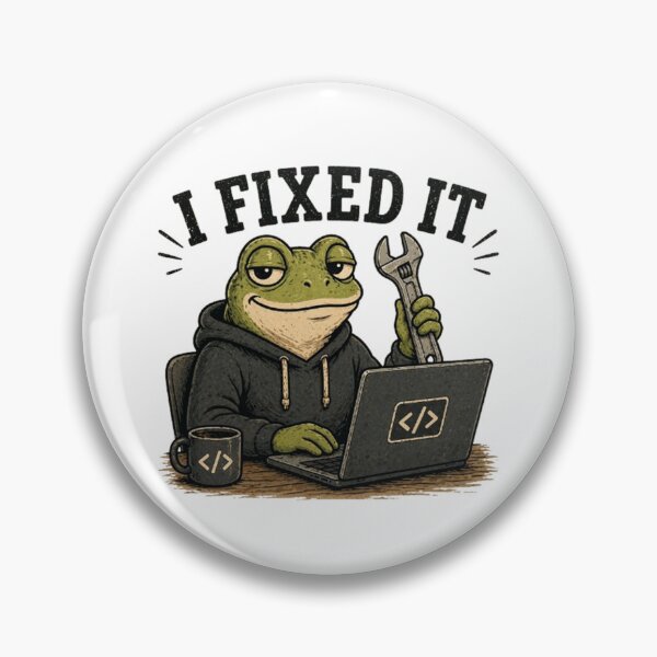 Item preview, I Fixed It Frog Programmer – Funny Coding Debugging Meme, Developer Humor Sticker, Software Engineer Gift designed and sold by NUVYStudio.