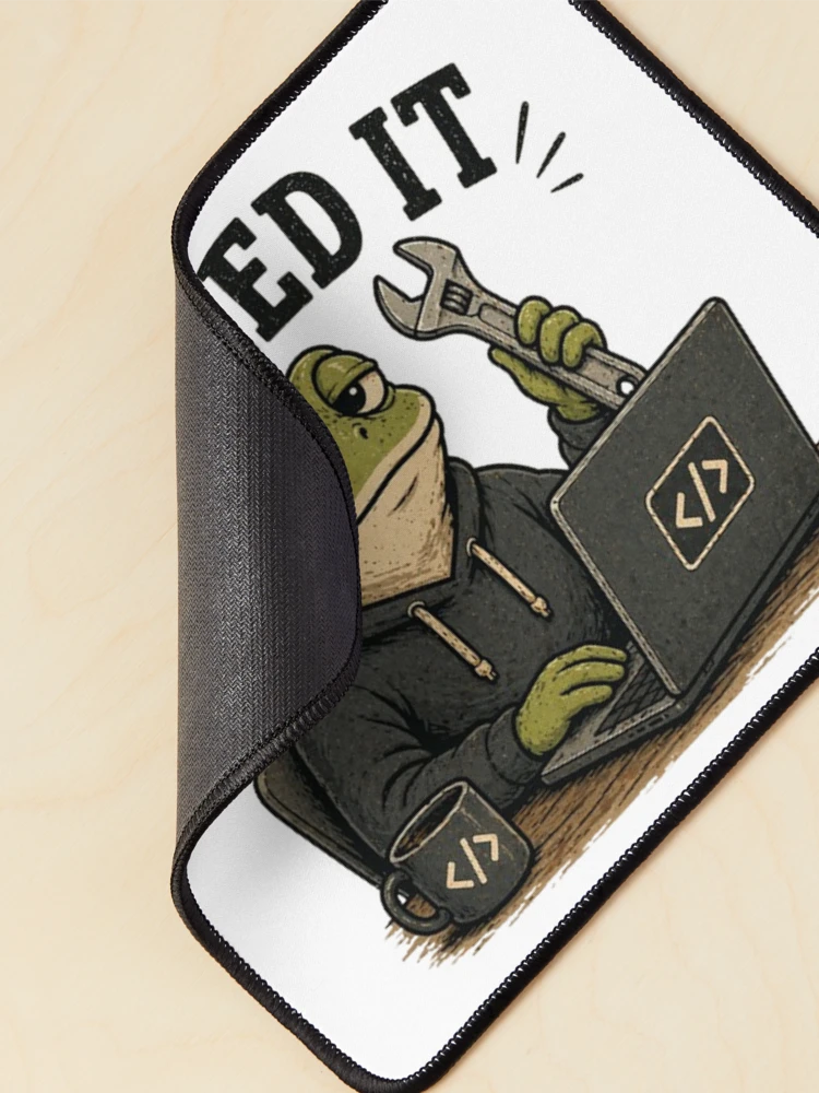 Thumbnail 2 of 5, Mouse Pad, I Fixed It Frog Programmer – Funny Coding Debugging Meme, Developer Humor Sticker, Software Engineer Gift designed and sold by NUVYStudio.