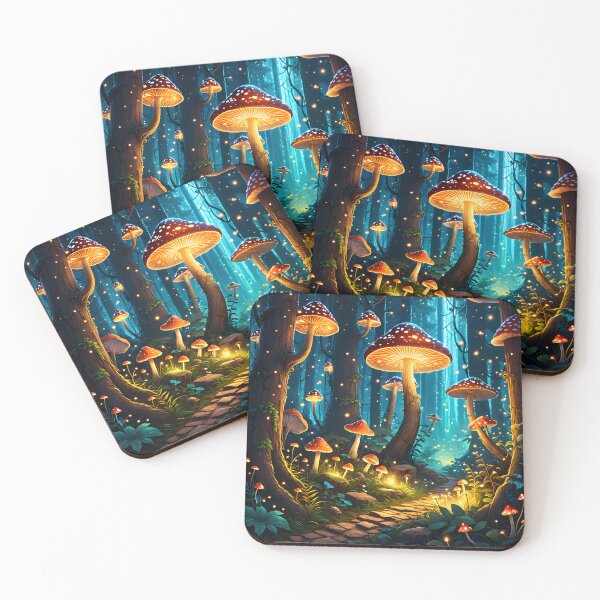 Item preview, Enchanted Magical Fantasy Forest: Glowing Mushrooms and Fireflies Path designed and sold by Prism Palette Studio.
