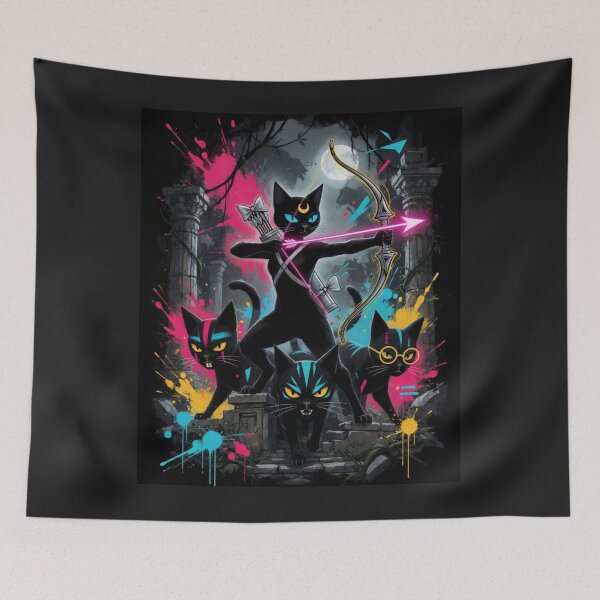 Item preview,  Artemis Black Cat Goddess and Huntresses designed and sold by ZunZunArt.