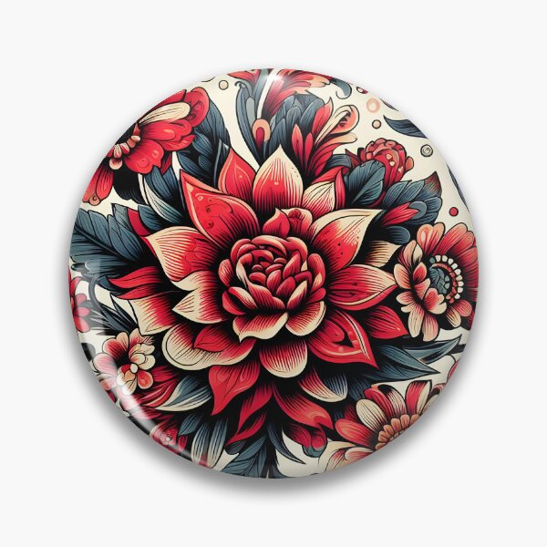 Item preview, Red Rose Folk Floral Pattern Art designed and sold by Apex Designs.