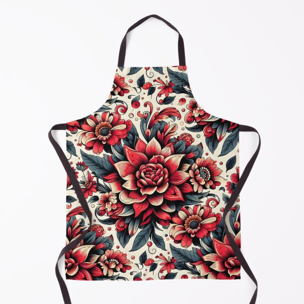 Item preview, Red Rose Folk Floral Pattern Art designed and sold by Apex Designs.