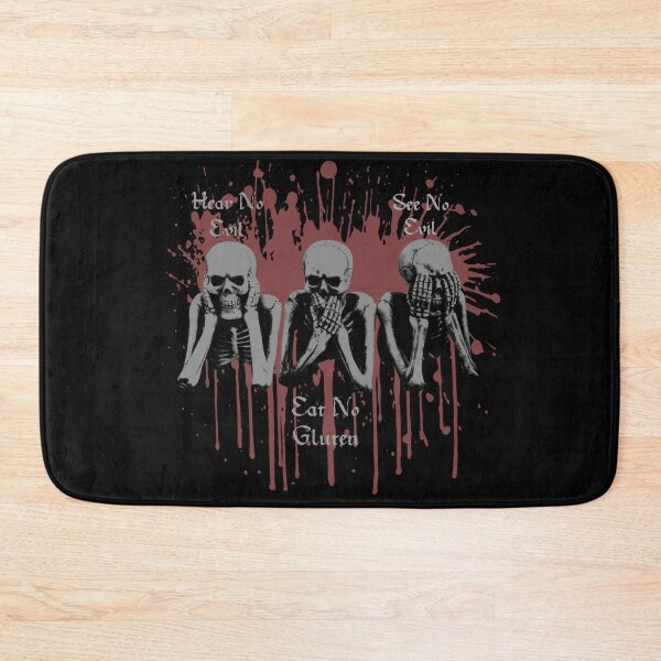 Item preview, “Hear no evil see no evil eat no gluten” skeletons design designed and sold by Vileprint.