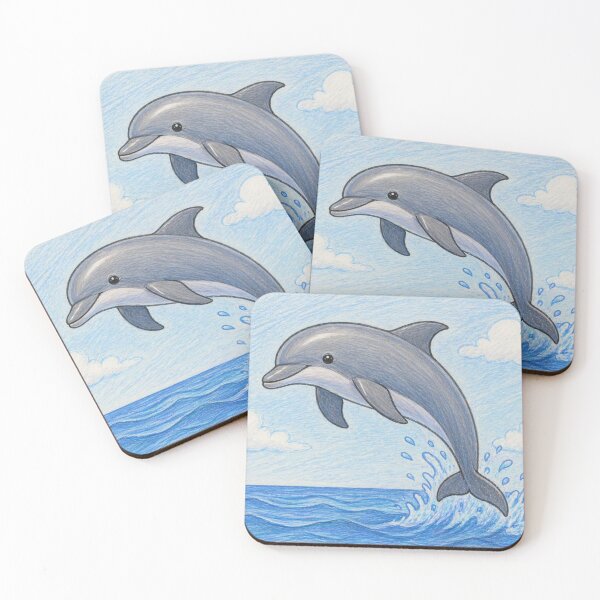 Item preview, Jumping Dolphin Ocean Hand Drawn Illustration designed and sold by Hafcishop.