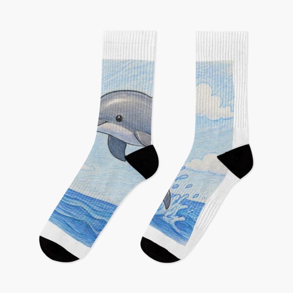 Item preview, Jumping Dolphin Ocean Hand Drawn Illustration designed and sold by Hafcishop.