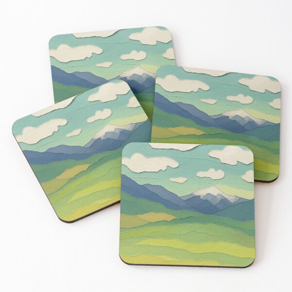 Item preview, Minimalist Mountain View III, Teal Palette, Papercut Collage designed and sold by SWSandraWechner.