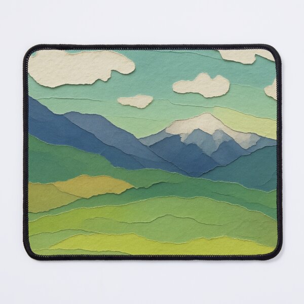 Item preview, Minimalist Mountain View III, Teal Palette, Papercut Collage designed and sold by SWSandraWechner.