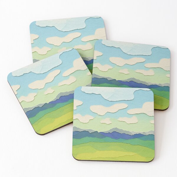 Item preview, Minimalist Mountain View, Teal Palette, Papercut Collage designed and sold by SWSandraWechner.