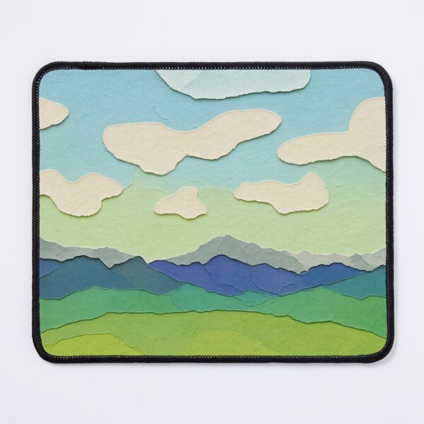Item preview, Minimalist Mountain View, Teal Palette, Papercut Collage designed and sold by SWSandraWechner.