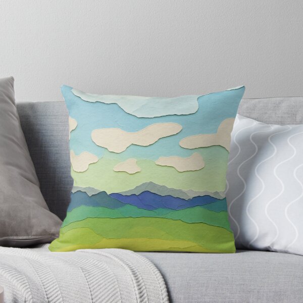 Item preview, Minimalist Mountain View, Teal Palette, Papercut Collage designed and sold by SWSandraWechner.