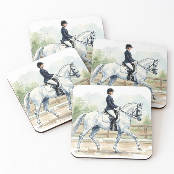 Item preview, White Dressage Horse Watercolor Art designed and sold by Rutvain.