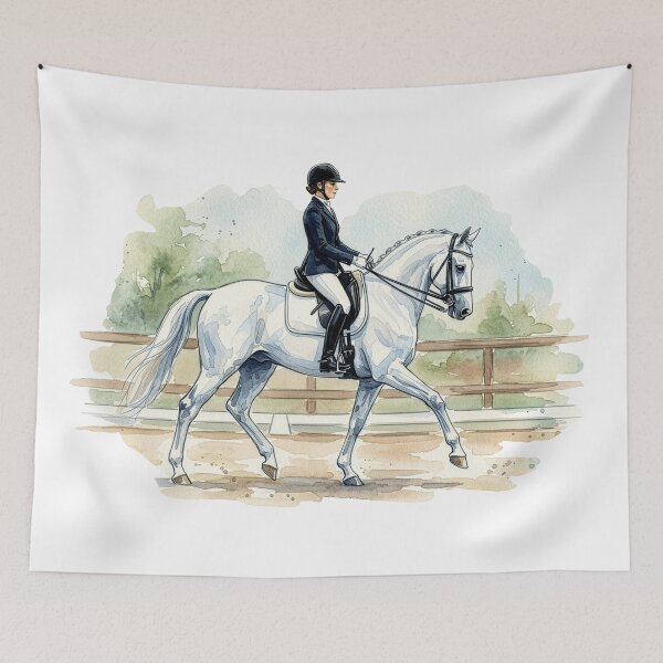 Item preview, White Dressage Horse Watercolor Art designed and sold by Rutvain.