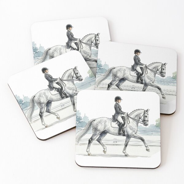 Item preview, Dressage Rider Grey Horse Watercolor Art designed and sold by Rutvain.