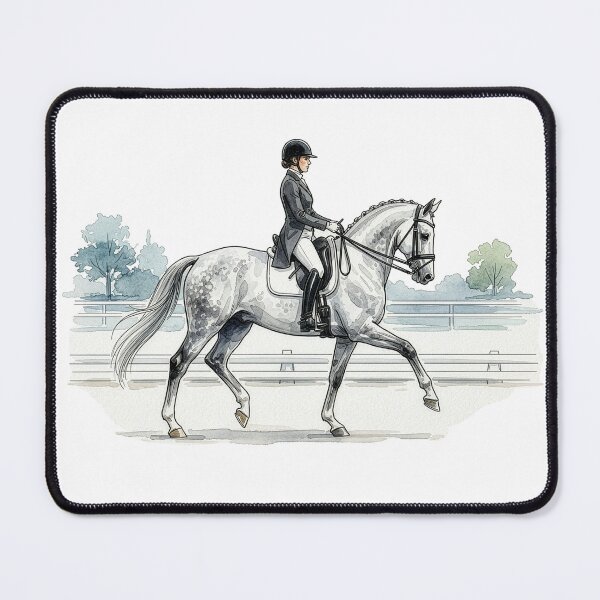 Item preview, Dressage Rider Grey Horse Watercolor Art designed and sold by Rutvain.