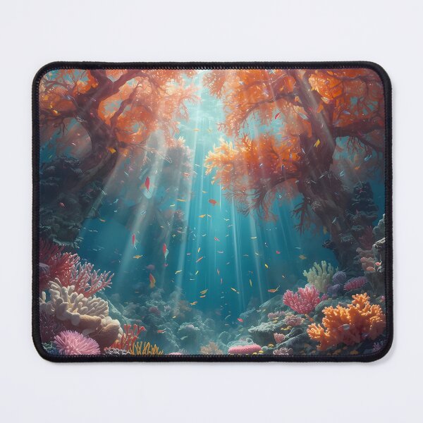 Item preview, Glowing Coral Forest - Deep Sea Sunbeams Underwater Landscape designed and sold by UnRealS.