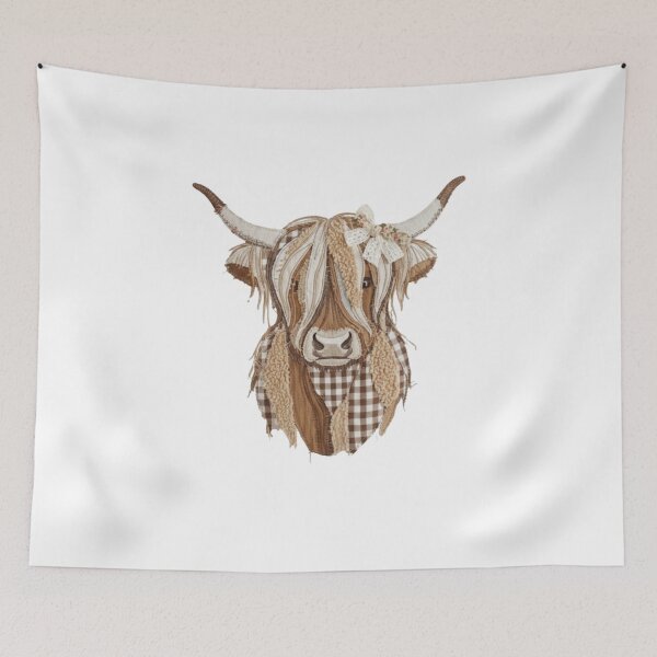 Item preview, Highland Cow Faux Yarn Shirt, Farmhouse Western Rustic Country Graphic Tee, Not Embroidered Cow Design designed and sold by MS Pod Studio.