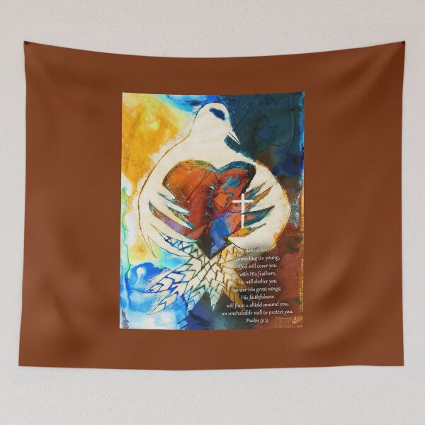 Item preview, Protection Christian Dove Art Bible Verse Psalm 91 4 designed and sold by Sharon Cummings Art.