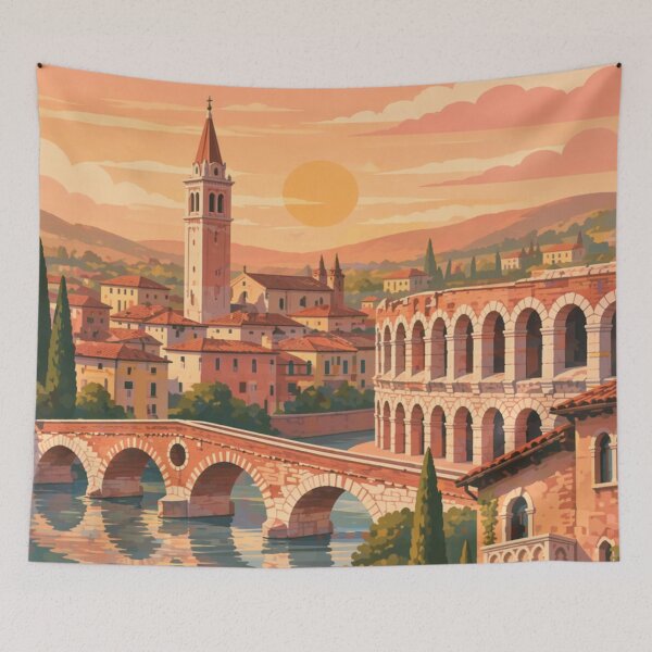 Item preview, Verona Italy Sunset Travel Poster designed and sold by MatthewHeights.