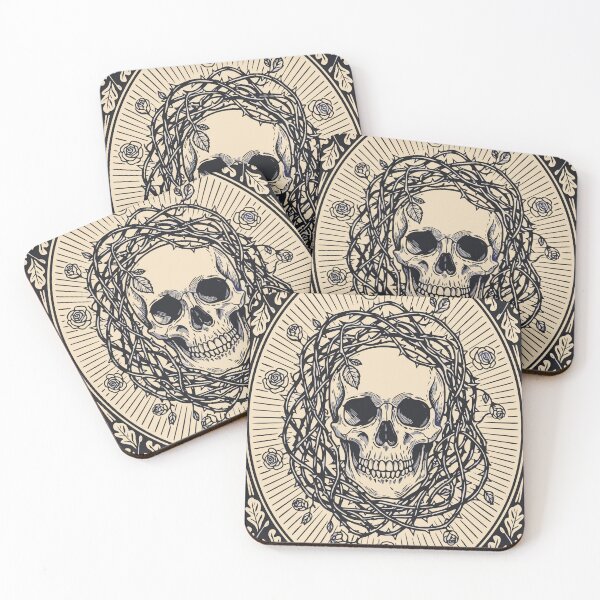 Item preview, Gothic Skull and Thorny Roses Vintage Macabre Art designed and sold by Cipher & Soul.