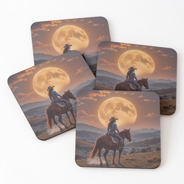 Item preview, Cowgirl on Horse at Moonrise Western Fantasy Wall Art designed and sold by BeautifulVirtues.