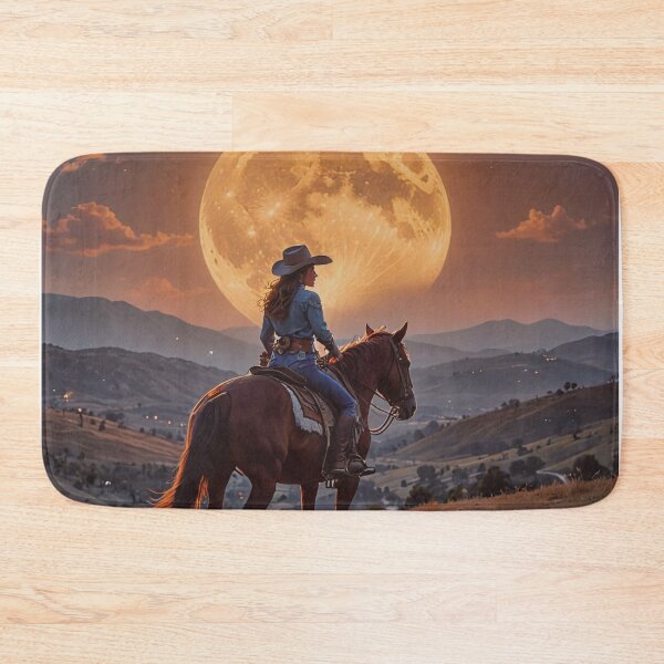 Item preview, Cowgirl on Horse at Moonrise Western Fantasy Wall Art designed and sold by BeautifulVirtues.