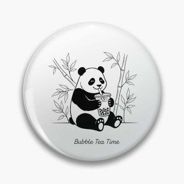 Item preview, Cute Panda Drinking Bubble Tea Relax joyful Line Art designed and sold by Little Light Lab.