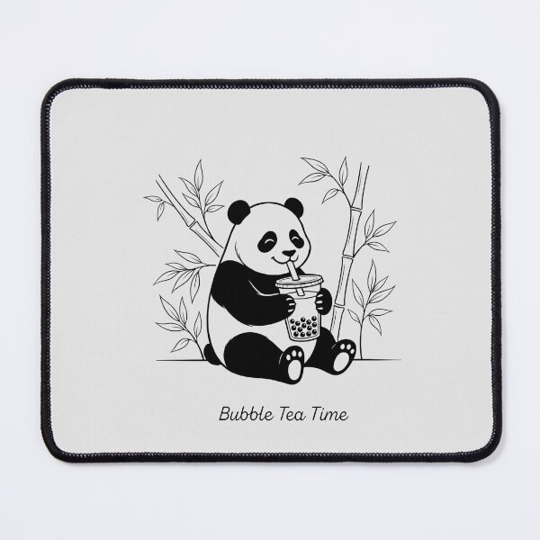 Item preview, Cute Panda Drinking Bubble Tea Relax joyful Line Art designed and sold by Little Light Lab.
