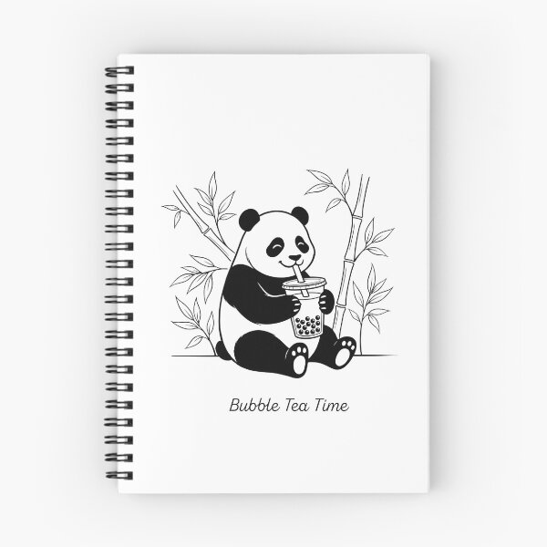 Item preview, Cute Panda Drinking Bubble Tea Relax joyful Line Art designed and sold by Little Light Lab.
