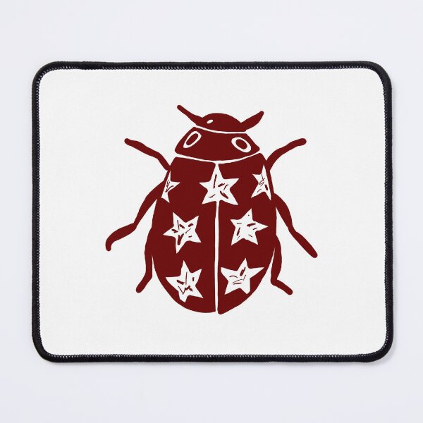 Item preview, maroon linocut ladybug with stars designed and sold by artsy genau.