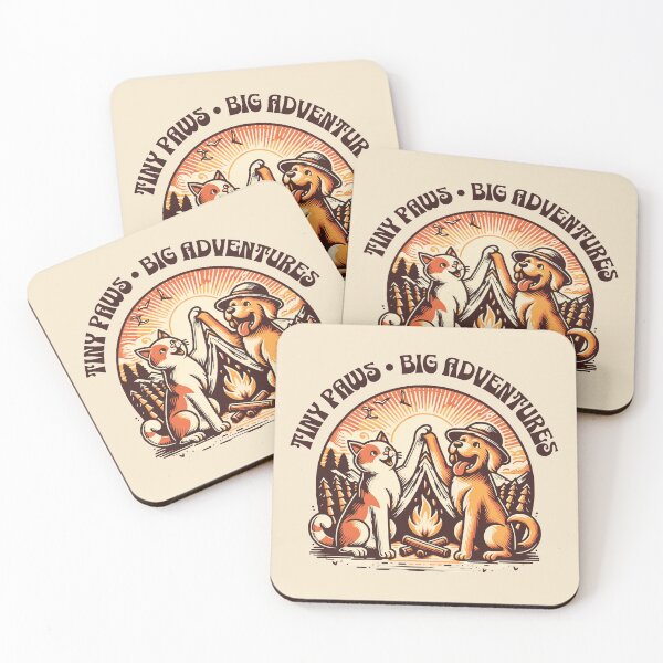 Item preview, Tiny Paws Big Adventures – Cat & Dog Camping Campfire Design designed and sold by Sachie's Studio.