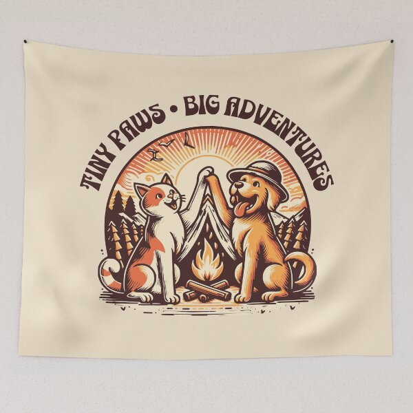 Item preview, Tiny Paws Big Adventures – Cat & Dog Camping Campfire Design designed and sold by Sachie's Studio.