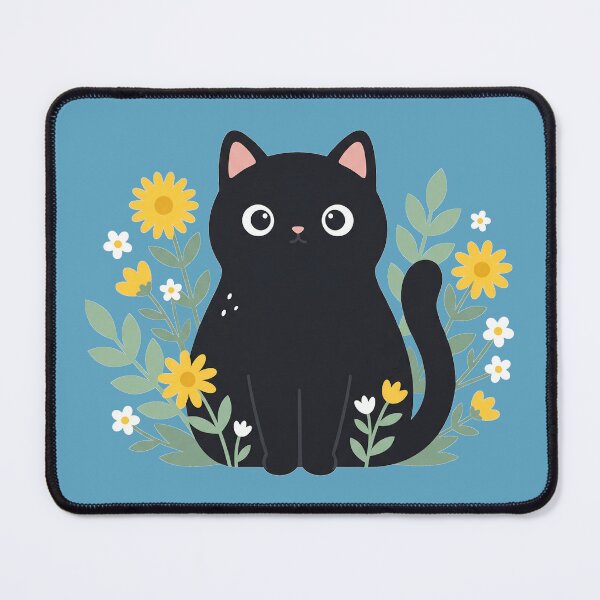 Item preview, Black cat with flowers designed and sold by shellle in the ocean.