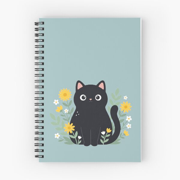 Item preview, Black cat with flowers designed and sold by shellle in the ocean.
