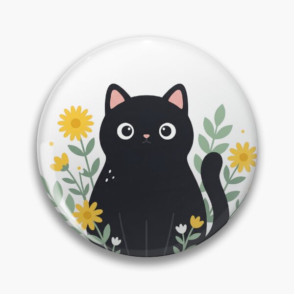 Item preview, Black cat with flowers designed and sold by shellle in the ocean.