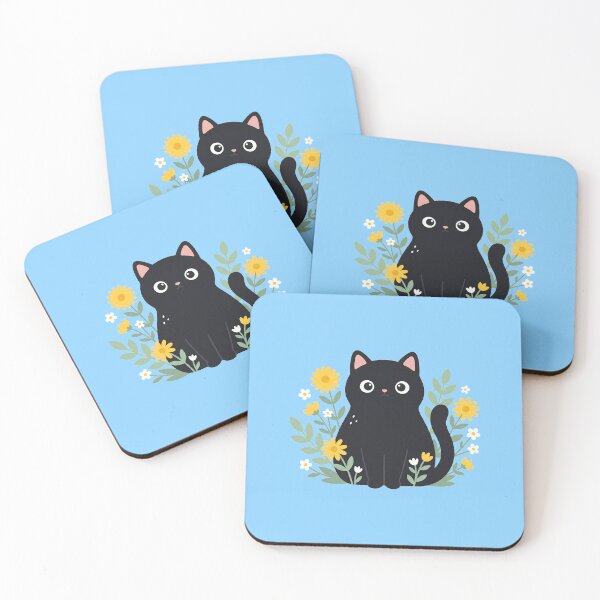 Item preview, Black cat with flowers designed and sold by shellle in the ocean.