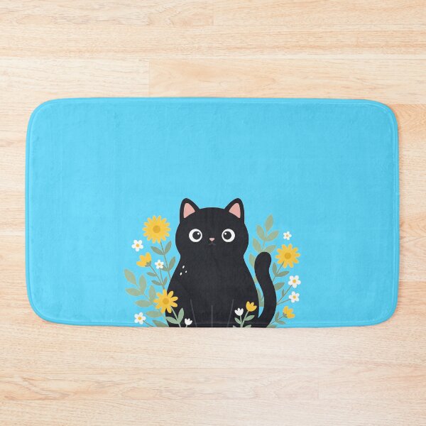 Item preview, Black cat with flowers designed and sold by shellle in the ocean.