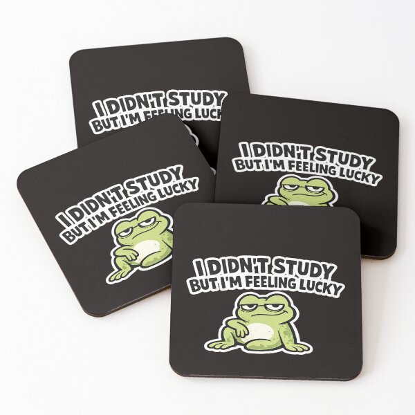 Item preview, I Didn’t Study But I’m Feeling Lucky Funny Frog, Exam Humor, Student Meme, Finals Week, Procrastination Joke designed and sold by VibeOffline Studio.