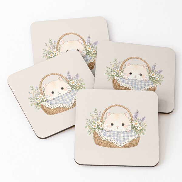 Item preview, Cute Hamster Peeking from a Flower Basket designed and sold by tiny-hamu-life.