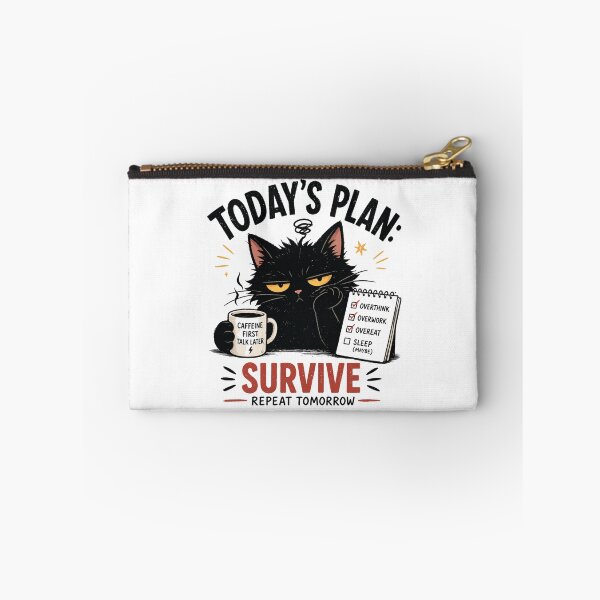 Item preview, Today’s Plan: Survive – Funny Black Cat Coffee Anxiety Humor Design designed and sold by Nermin Gerges.