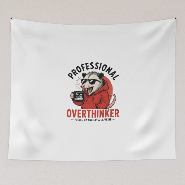 Item preview, Professional Overthinker Funny Opossum – Anxiety & Coffee Humor Design designed and sold by Nermin Gerges.