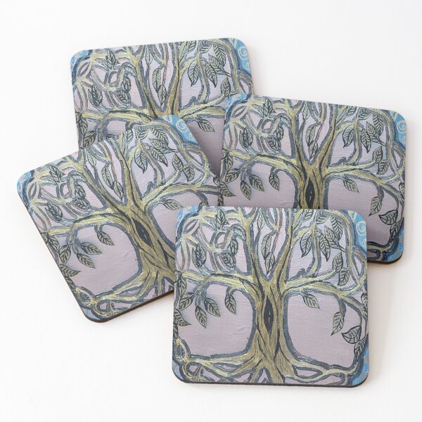 Item preview, Tree of Life in Blue and Gold – Spiritual Symbolic Art designed and sold by bymandyart.