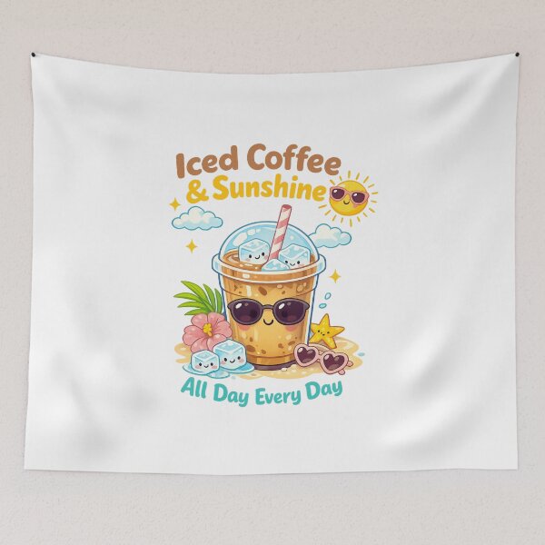 Item preview, Iced Coffee & Sunshine All Day Every Day designed and sold by LuveraxArt.
